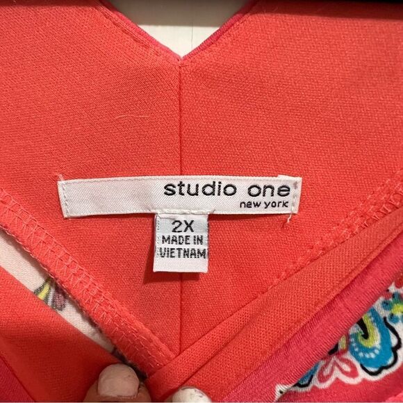 Studio One Colorful Bright Pattern Shift Dress Womens 2XL Like New - Picture 6 of 9